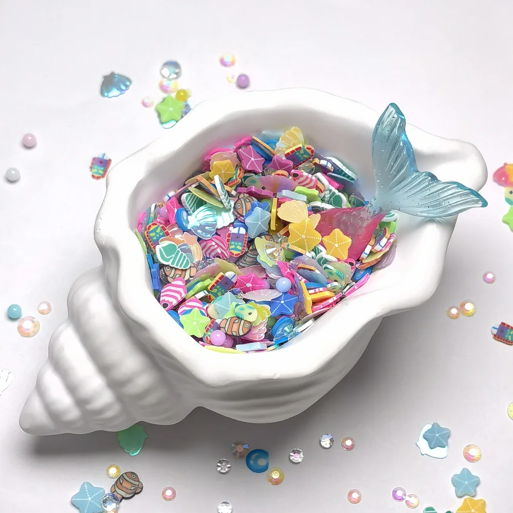 Mermaid & Ocean Slime Charm Mix shell-bowl presentation, product code SLM10001 thumbnail