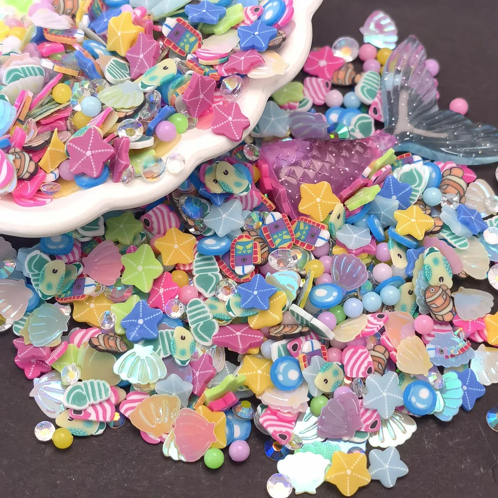 Mermaid & Ocean Slime Charm Mix dark-background close-up, product code SLM10001 thumbnail