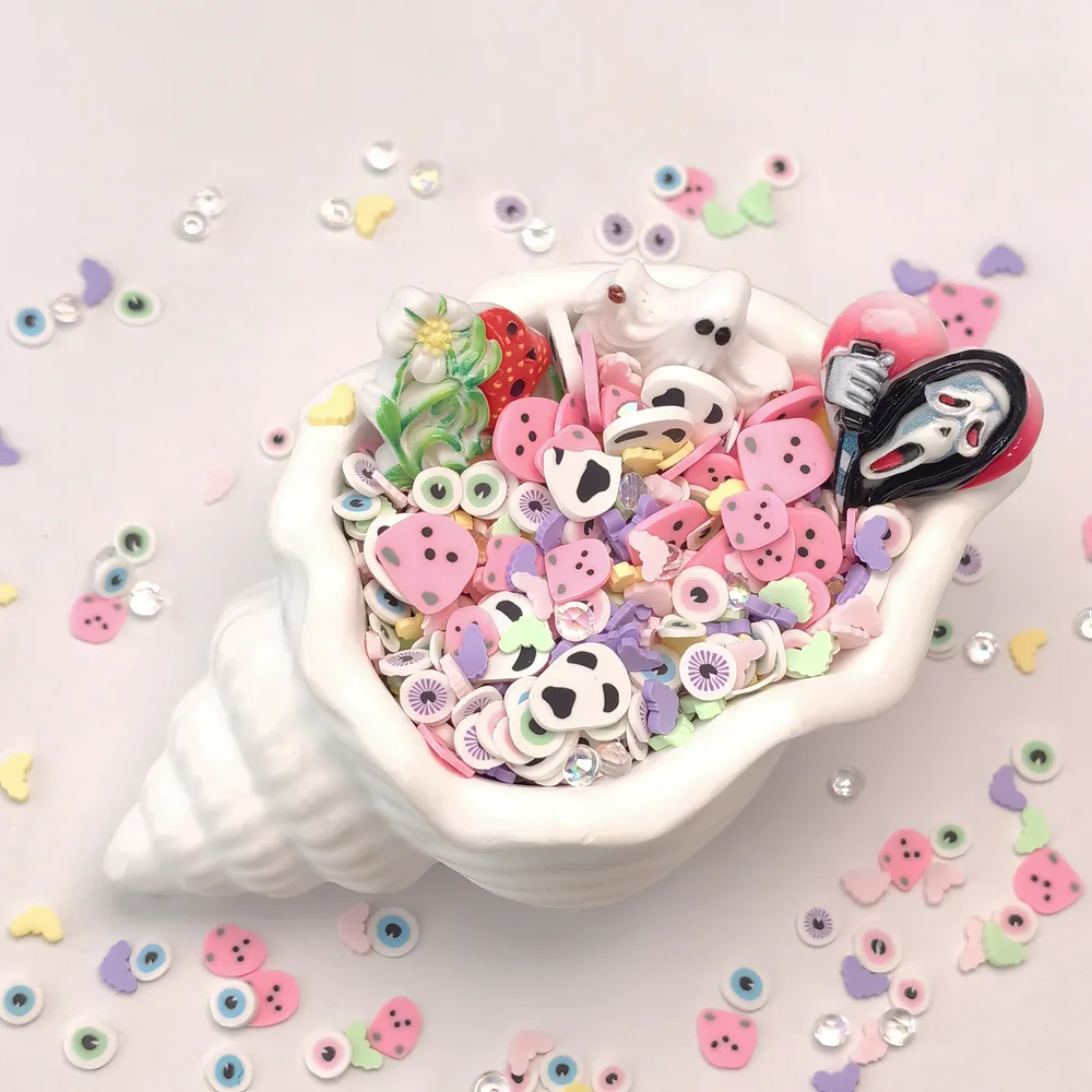 Pink Halloween Ghost & Fruit Slime Charm Mix shell-bowl presentation, product code SLM10002 thumbnail