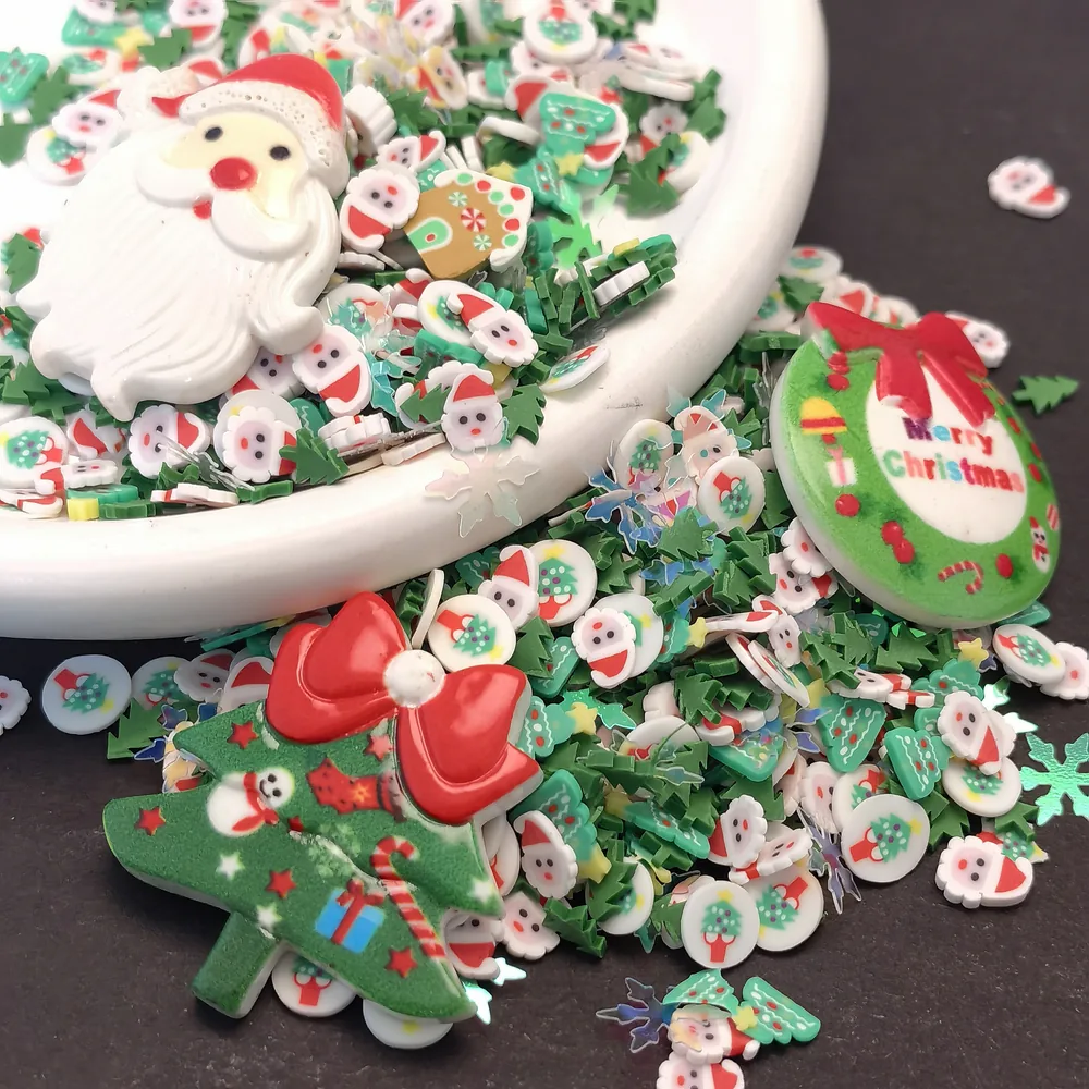 Christmas Santa & Tree Slime Charm Mix dark-background close-up, product code SLM10003 thumbnail