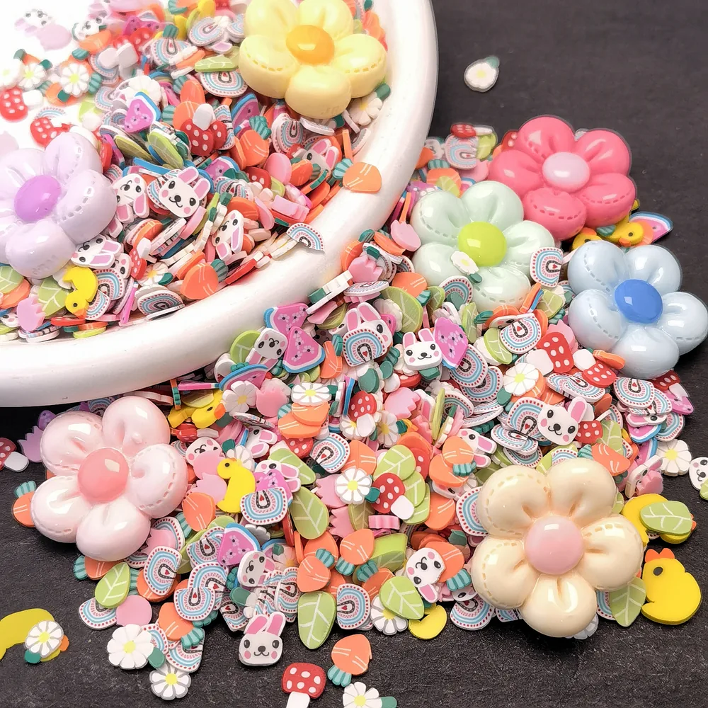 Pastel Flower Slime Charm Mix dark-background close-up, product code SLM10008 thumbnail