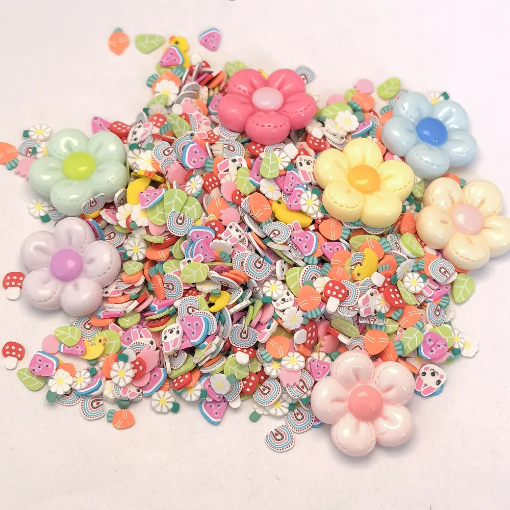Pastel Flower Slime Charm Mix loose assortment on a light background, product code SLM10008 thumbnail