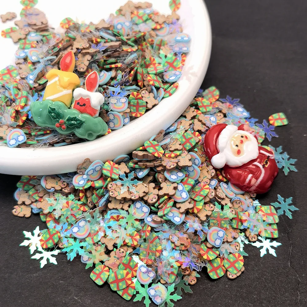 Christmas Snowflake & Santa Slime Charm Mix dark-background close-up, product code SLM10009 thumbnail