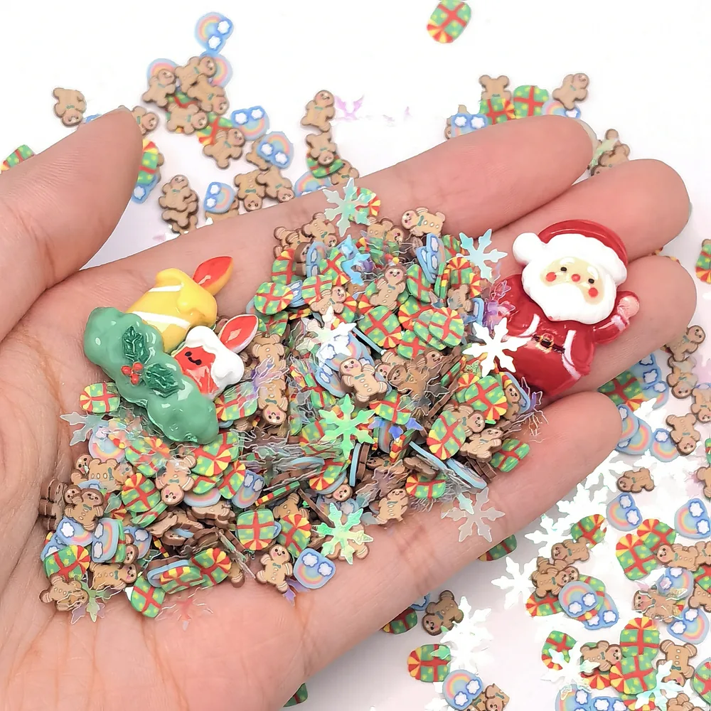 Christmas Snowflake & Santa Slime Charm Mix hand-held component close-up, product code SLM10009 thumbnail