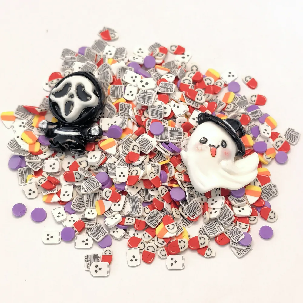 Red Halloween Ghost Slime Charm Mix loose assortment on a light background, product code SLM10010 thumbnail