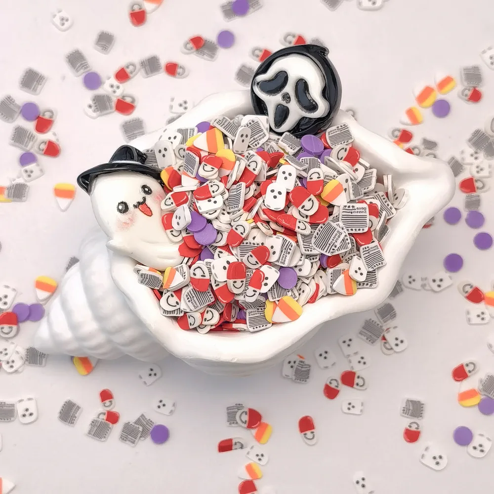 Red Halloween Ghost Slime Charm Mix shell-bowl presentation, product code SLM10010 thumbnail