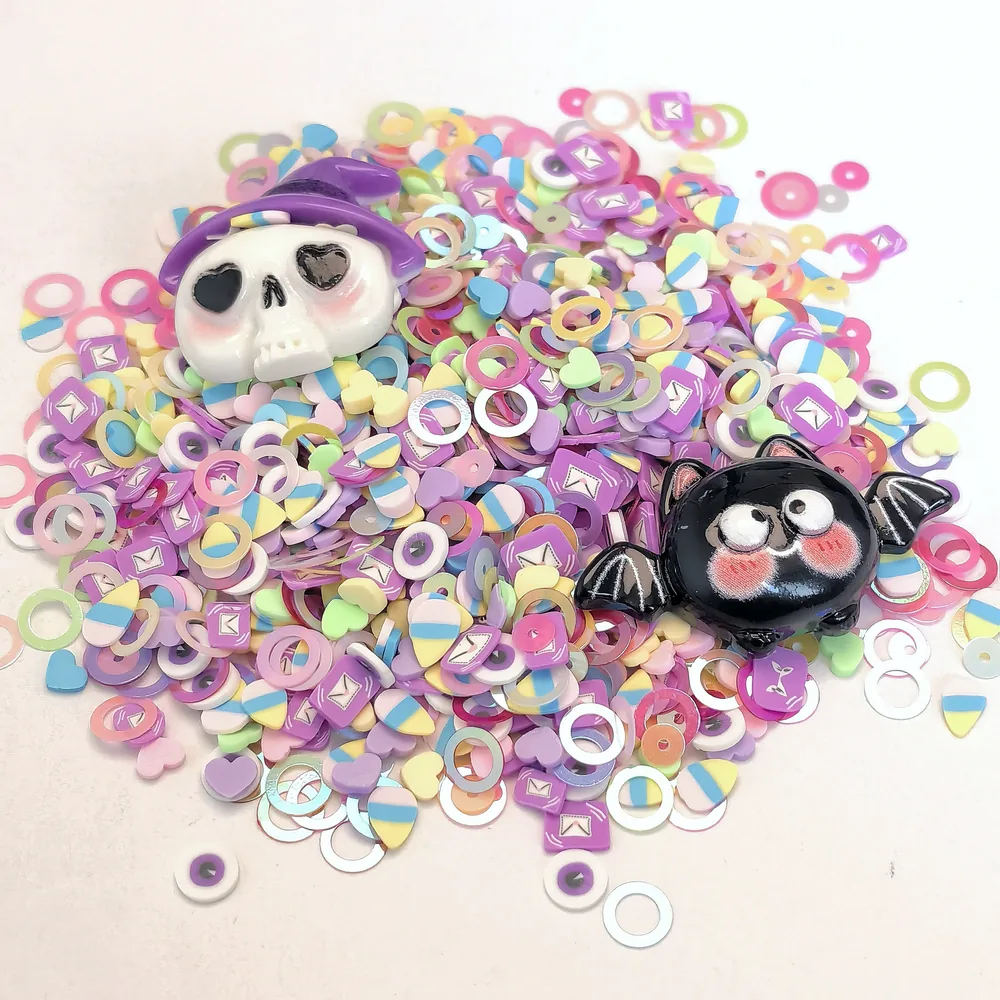 Purple Halloween Skull Slime Charm Mix loose assortment on a light background, product code SLM10011 thumbnail