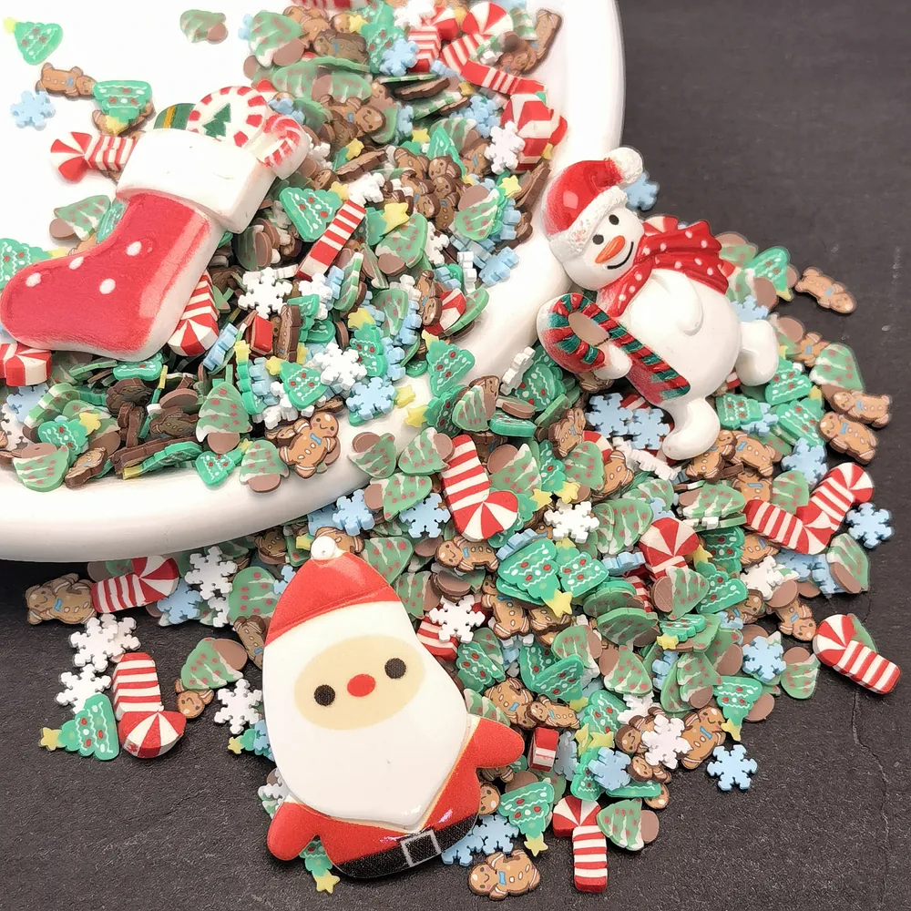 Christmas Santa & Candy Slime Charm Mix dark-background close-up, product code SLM10013 thumbnail