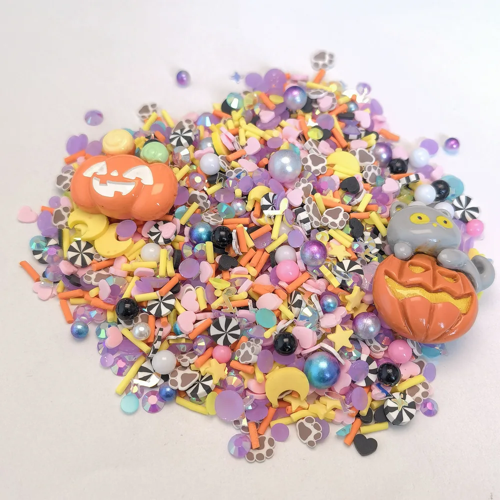 Halloween Pumpkin & Cat Slime Charm Mix loose assortment on a light background, product code SLM10014 thumbnail
