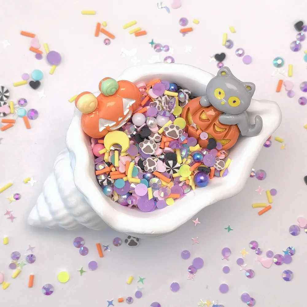 Halloween Pumpkin & Cat Slime Charm Mix shell-bowl presentation, product code SLM10014 thumbnail