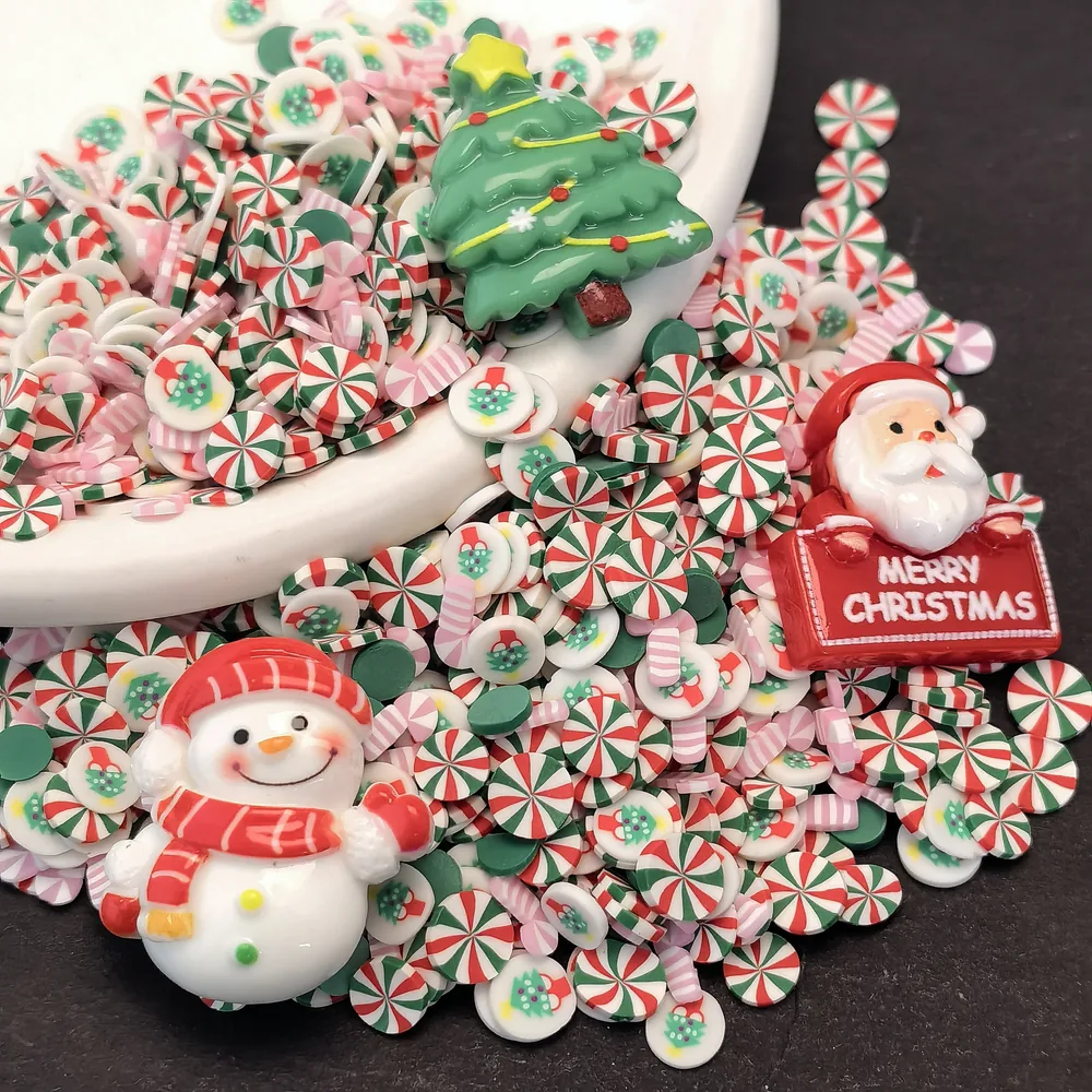 Christmas Peppermint & Snowman Slime Charm Mix dark-background close-up, product code SLM10015 thumbnail