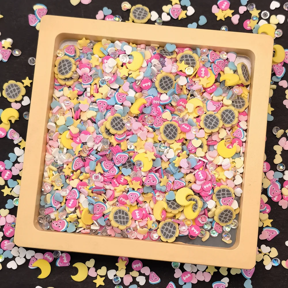 Pastel Flower & Moon Slime Charm Mix display tray presentation, product code SLM10016 thumbnail