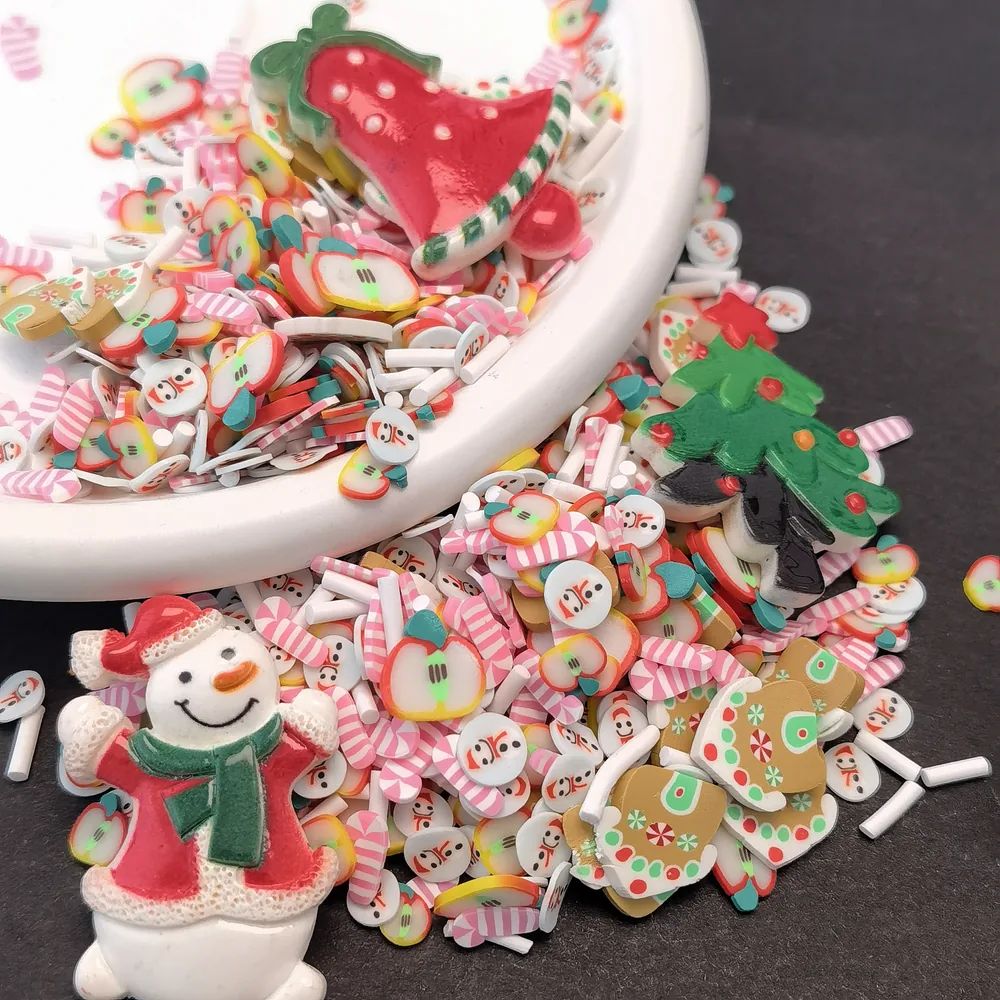 Christmas Tree & Snowman Slime Charm Mix dark-background close-up, product code SLM10017 thumbnail