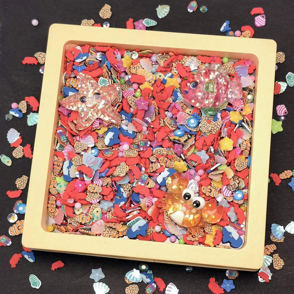 Ocean Crab & Fish Slime Charm Mix display tray presentation, product code SLM10019 thumbnail