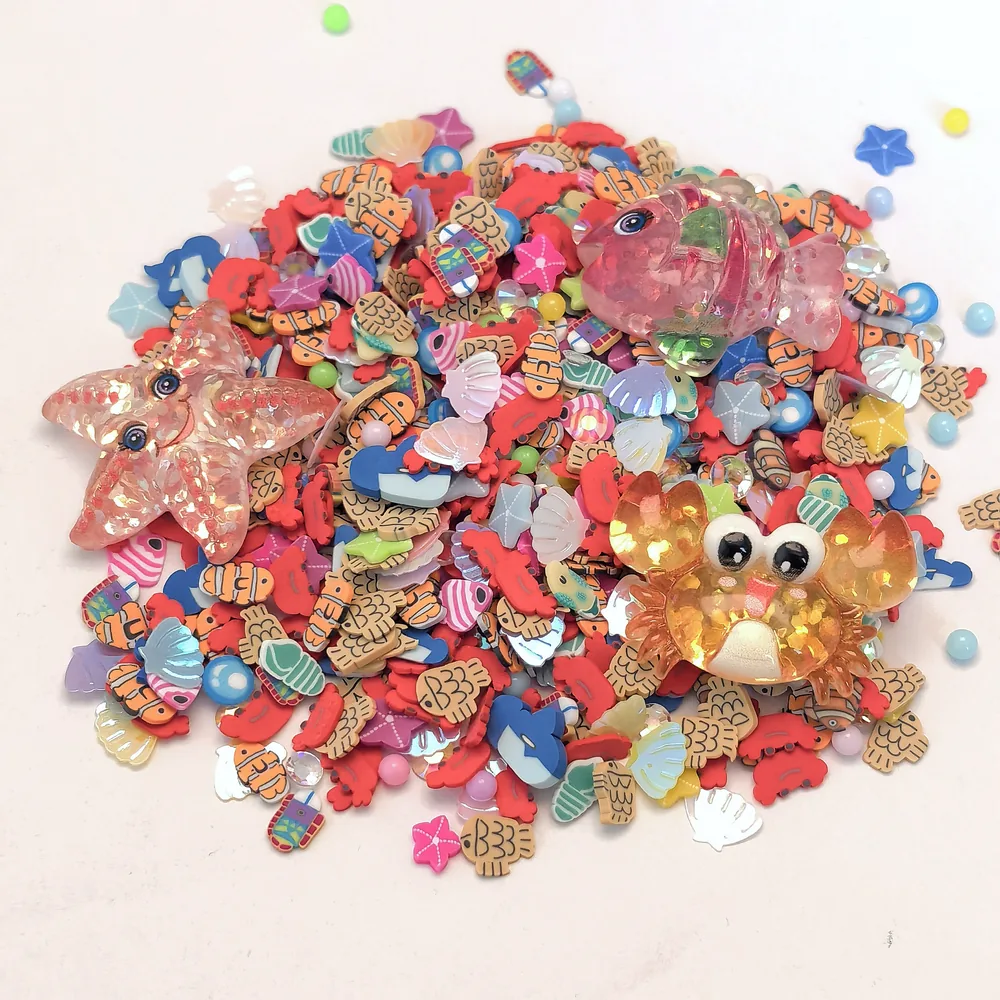 Ocean Crab & Fish Slime Charm Mix loose assortment on a light background, product code SLM10019 thumbnail