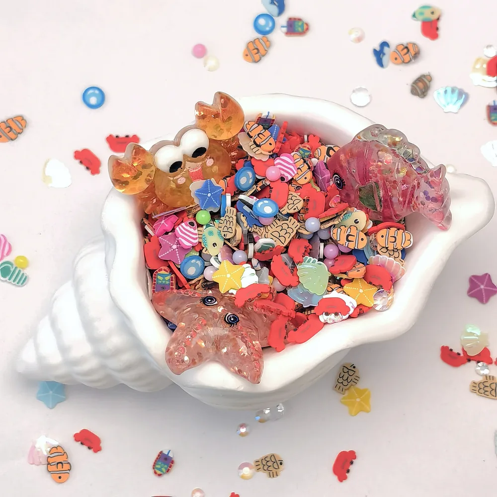 Ocean Crab & Fish Slime Charm Mix shell-bowl presentation, product code SLM10019 thumbnail