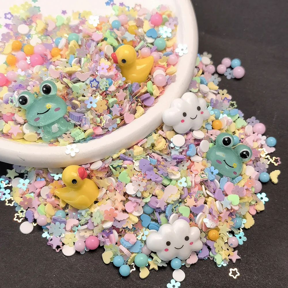 Pastel Frog & Duck Slime Charm Mix dark-background close-up, product code SLM10022 thumbnail