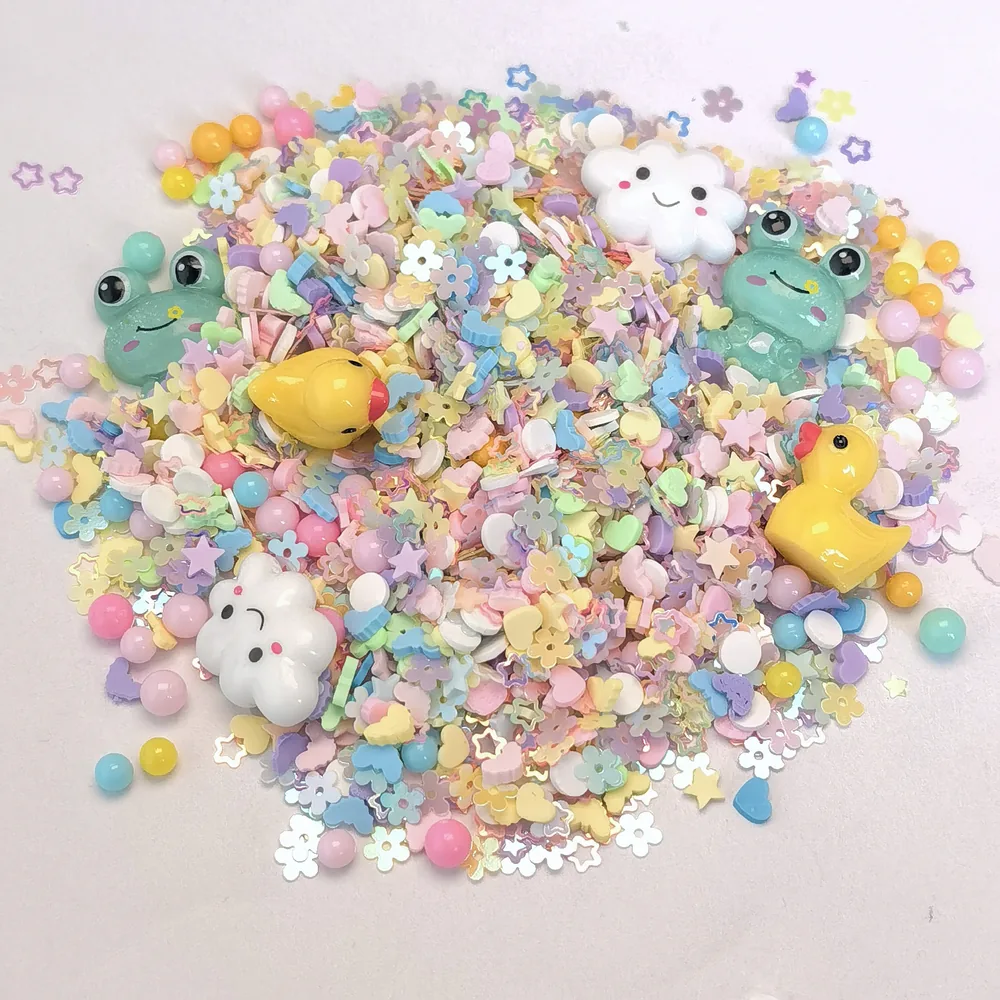 Pastel Frog & Duck Slime Charm Mix loose assortment on a light background, product code SLM10022 thumbnail