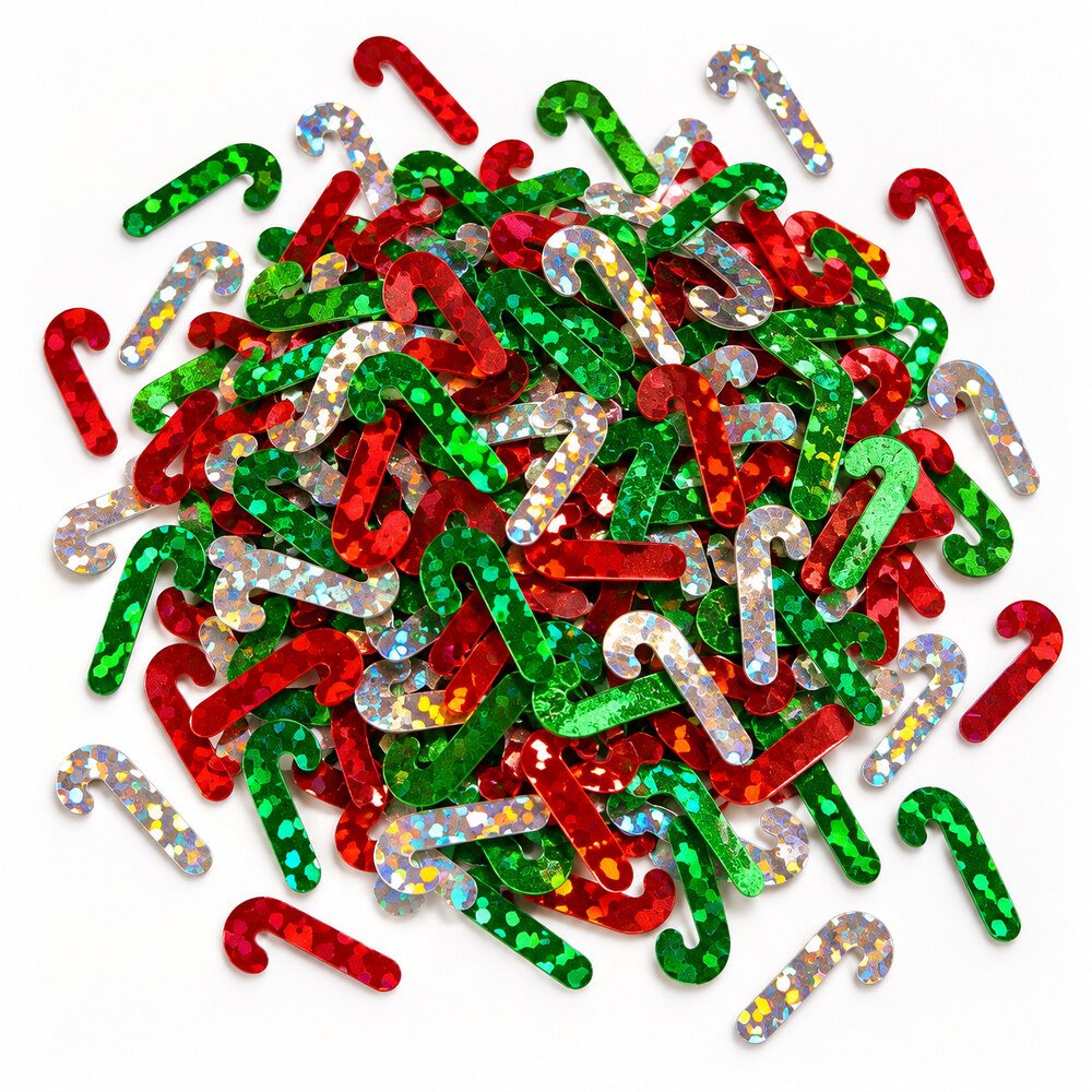 Wholesale 500 g Christmas Candy Cane Sequin Confetti Mix in Red, Green, Silver and Gold assortment, product code MA175