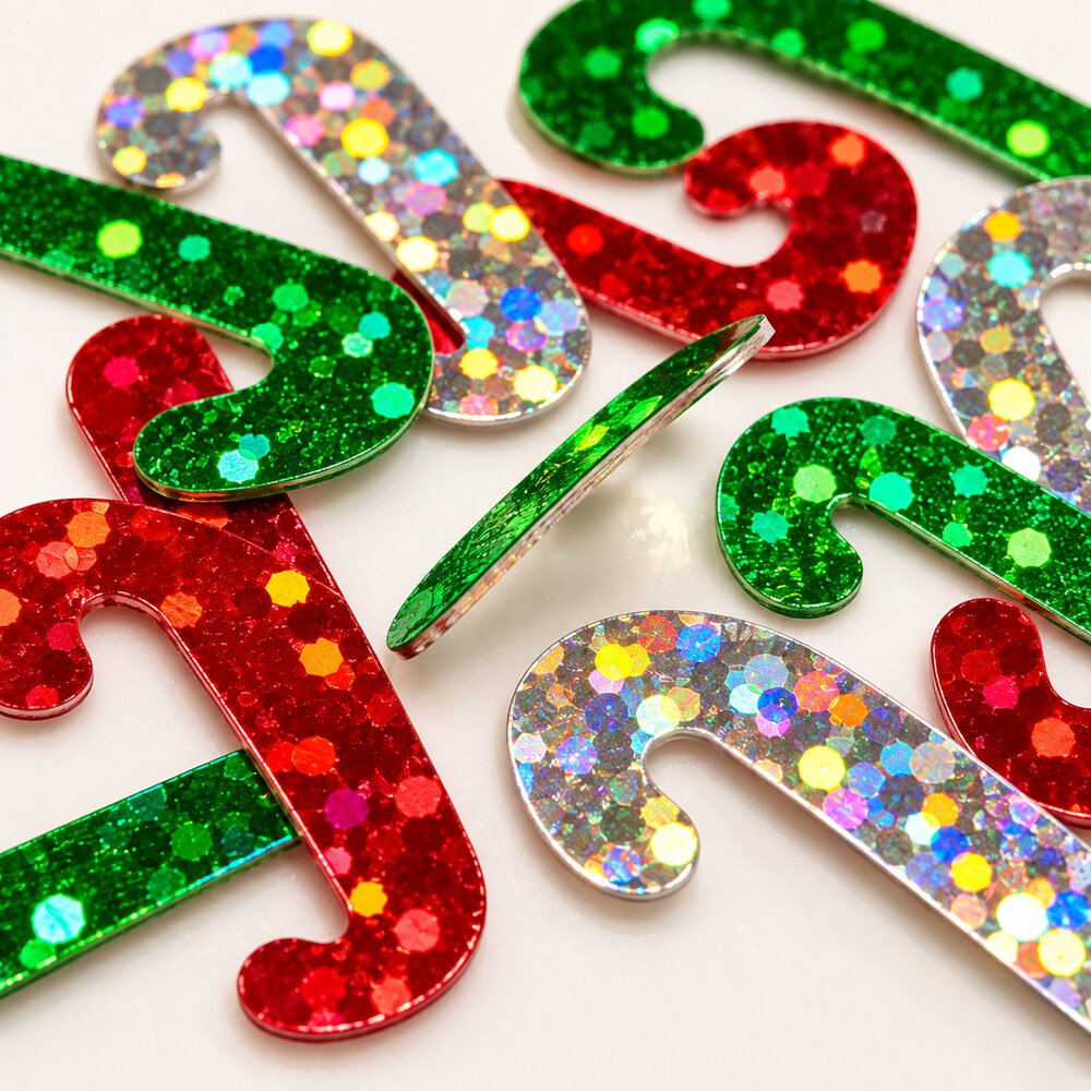 Wholesale 500 g Christmas Candy Cane Sequin Confetti Mix in Red, Green, Silver and Gold material and detail image, product code MA175 thumbnail
