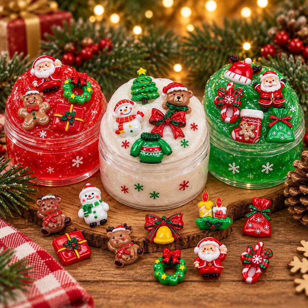 Wholesale Santa, Deer, Penguin and Snowman Flatback Resin Cabochons for Christmas Crafts application scene, product code RW002155 thumbnail