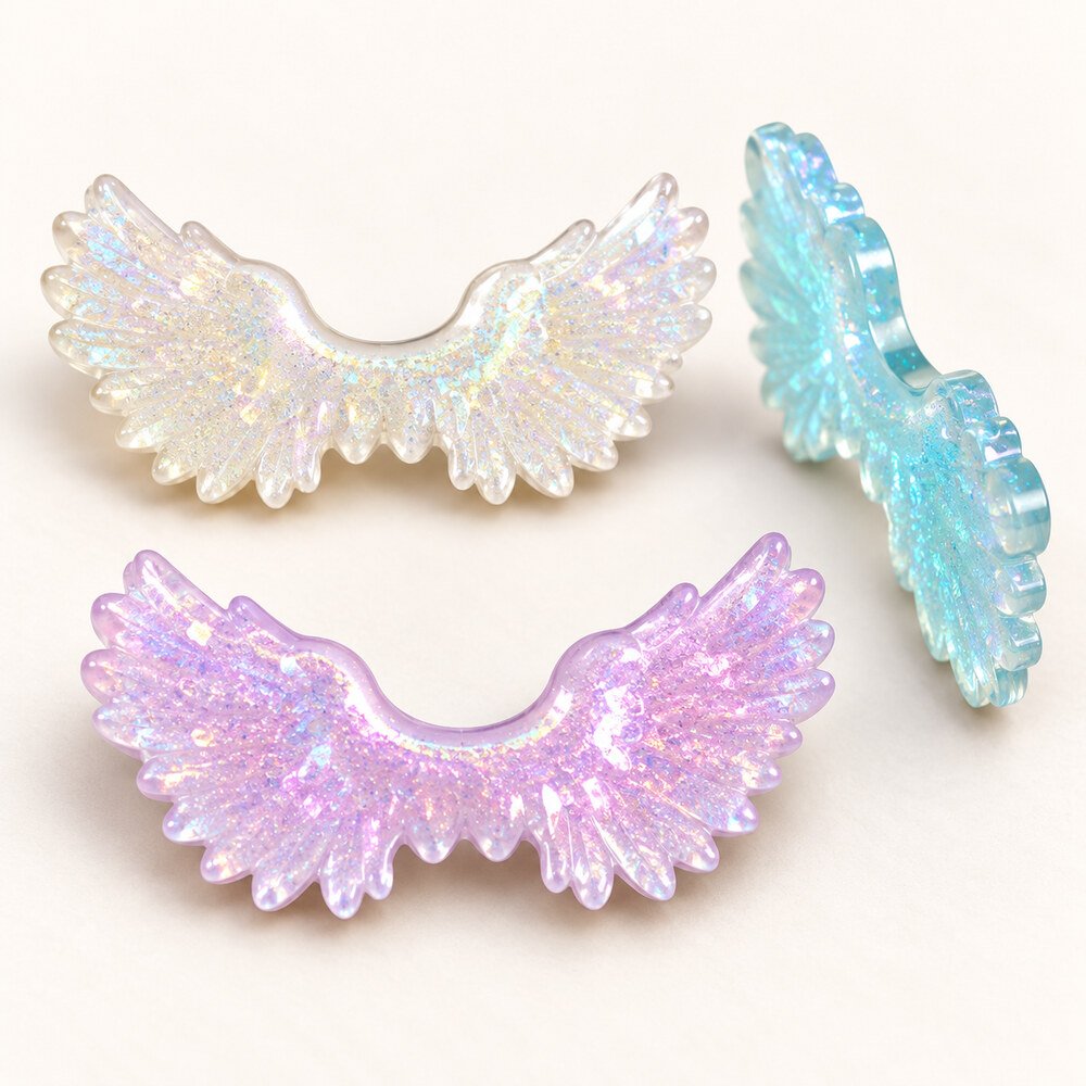 Wholesale 20×55 mm 3D Glitter Angel Wings for Christmas Ornaments and DIY Craft Decorations material and detail image, product code RW22754 thumbnail