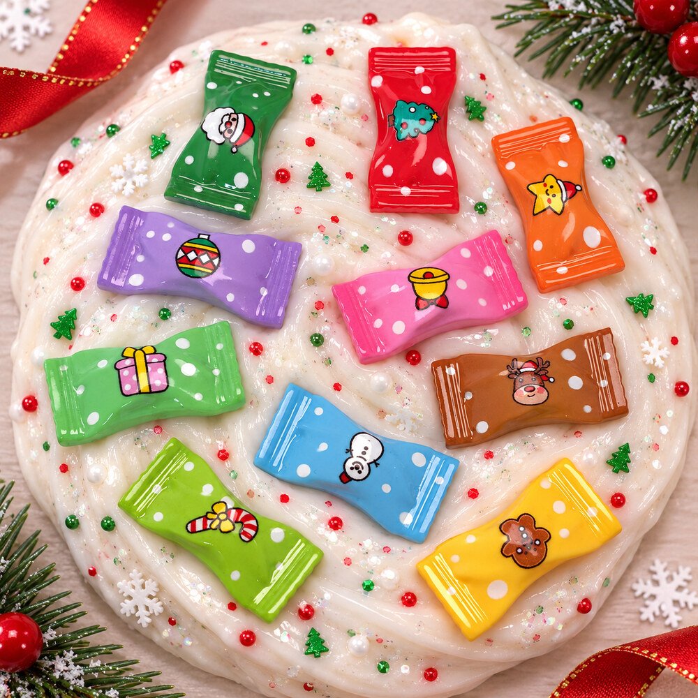 Wholesale Christmas Candy Flatback Resin Cabochons for Hair Bows, Scrapbooking and Decoden Crafts application scene, product code RW25830 thumbnail