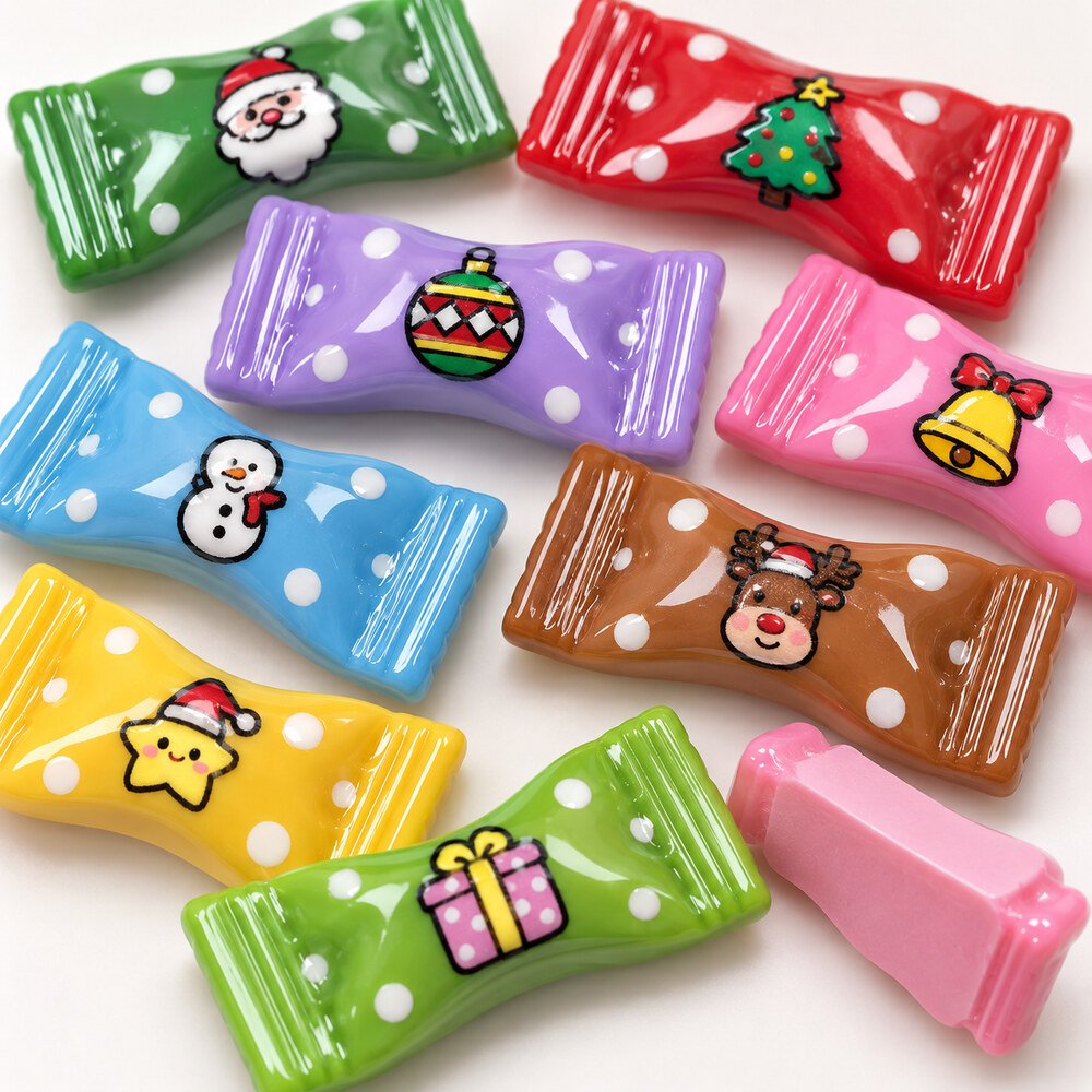 Wholesale Christmas Candy Flatback Resin Cabochons for Hair Bows, Scrapbooking and Decoden Crafts material and detail image, product code RW25830 thumbnail