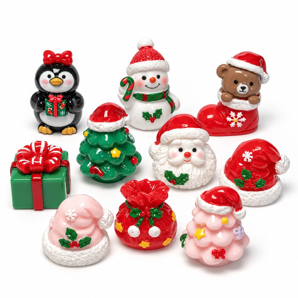 Wholesale Christmas Miniature Ornament Set with Snowman, Santa, Tree and Gift Box Designs assortment, product code RW26022