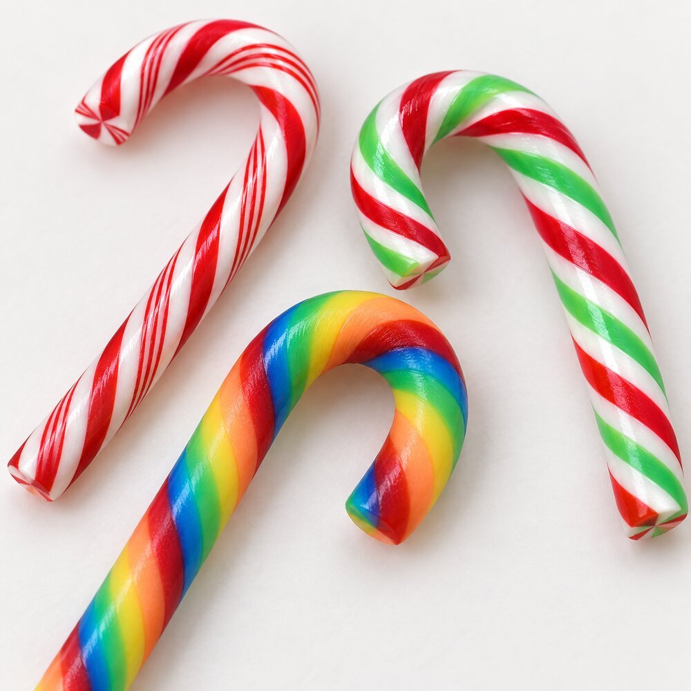 Wholesale Mini Candy Cane Polymer Clay Decorations for Christmas Slime, Phone Cases and Scrapbooks material and detail image, product code RW401 thumbnail