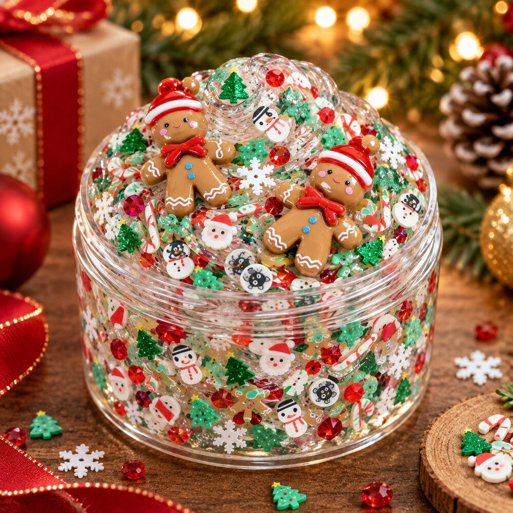 Christmas polymer clay sprinkles and resin gingerbread charm mix, product code SLM26529, application scene thumbnail