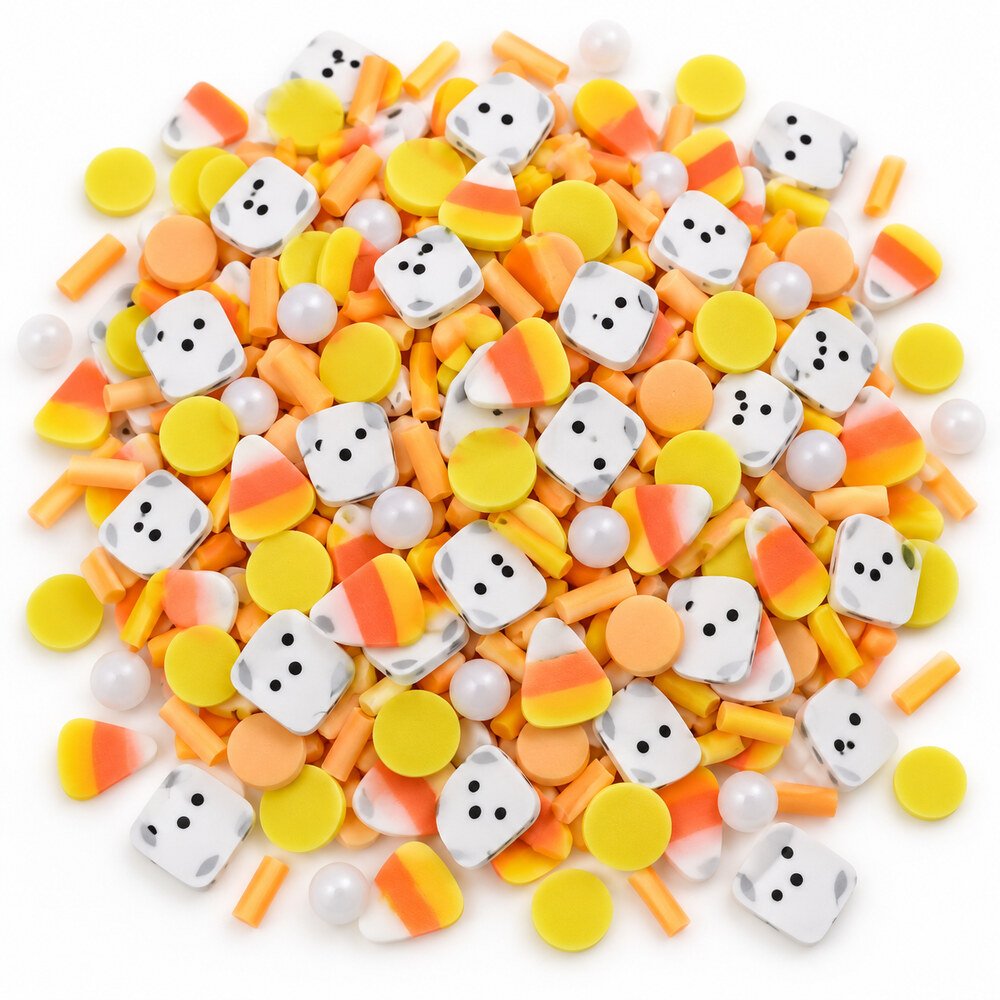 Wholesale 500 g Candy Corn Polymer Clay Sprinkles – Yellow, Orange and White Halloween Mix assortment, product code YX3318