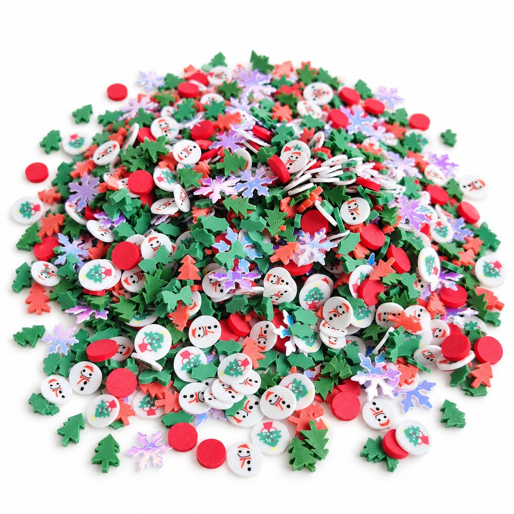 Wholesale Red and Green Christmas Polymer Clay Sprinkle Mix for Slime and Snow-Globe Tumblers assortment, product code YX4012