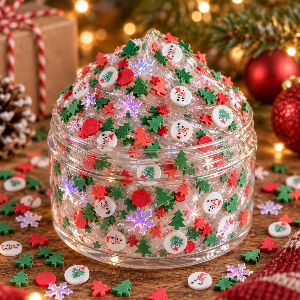 Wholesale Red and Green Christmas Polymer Clay Sprinkle Mix for Slime and Snow-Globe Tumblers application scene, product code YX4012 thumbnail