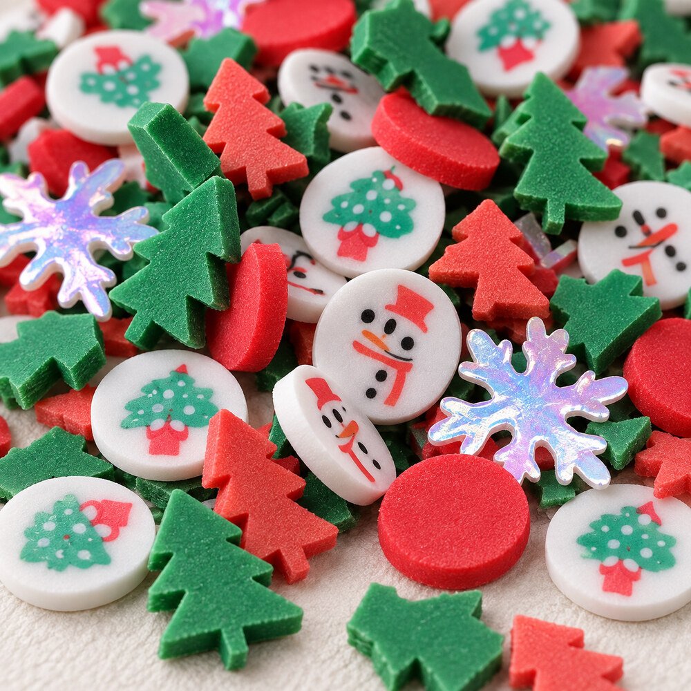 Wholesale Red and Green Christmas Polymer Clay Sprinkle Mix for Slime and Snow-Globe Tumblers material and detail image, product code YX4012 thumbnail