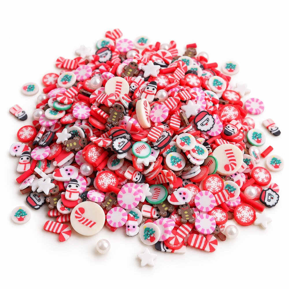Wholesale 3D Christmas Polymer Clay Sprinkles with Snowman, Tree and Candy Cane Designs assortment, product code YX4019