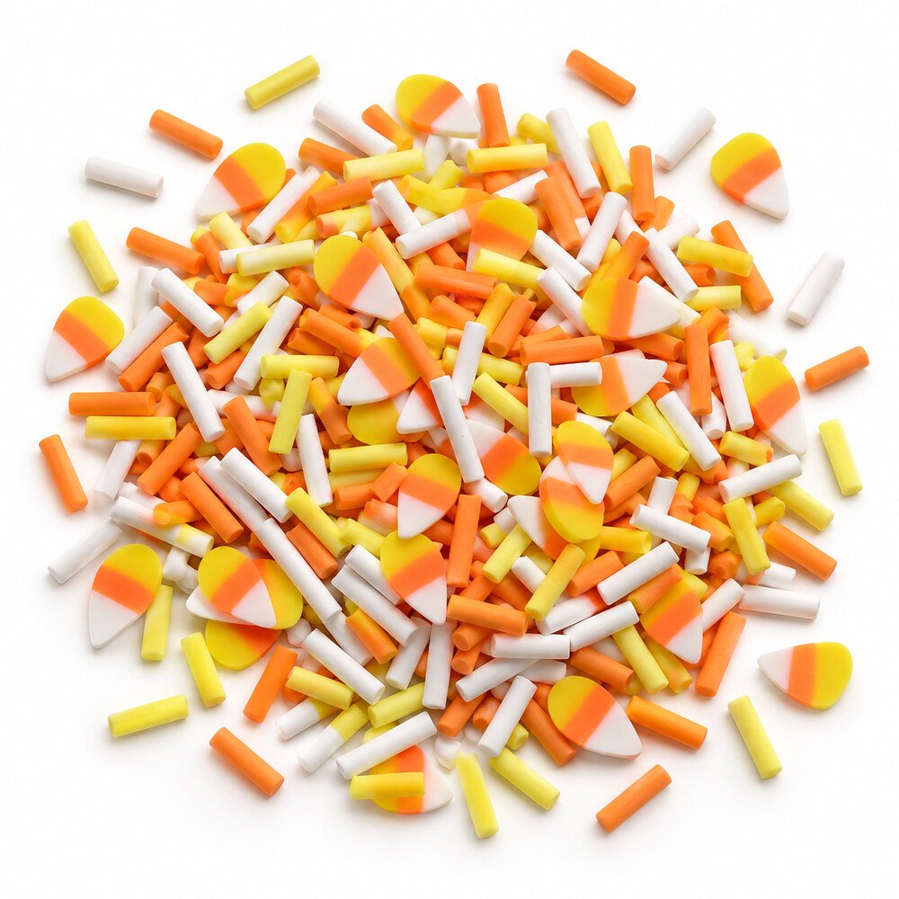 Wholesale Candy Corn Polymer Clay Slices for Halloween Slime, Nail Art and DIY Craft Sprinkles assortment, product code YX421