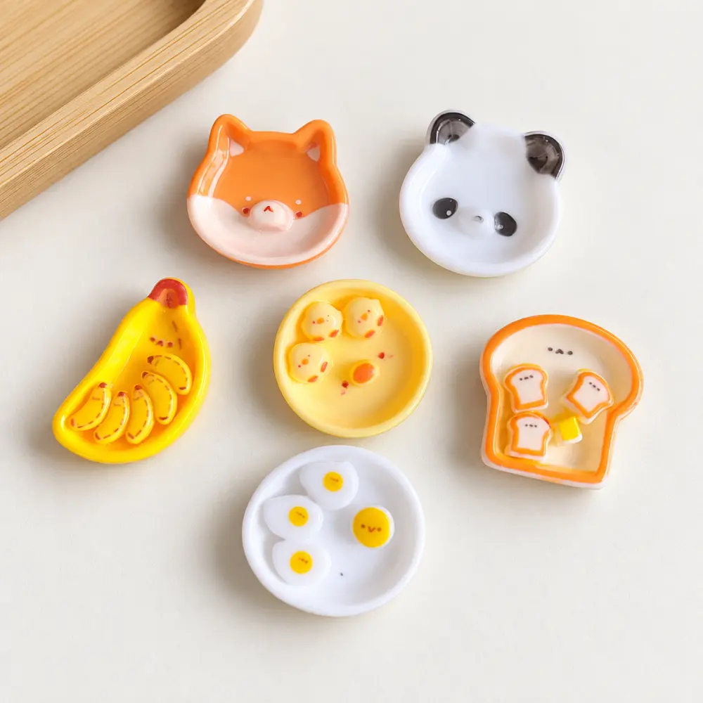 Wholesale Cartoon Animal and Food Resin Cabochon Mix for Jewelry, Keychains and DIY Accessories natural tabletop display, product code RW22405 thumbnail