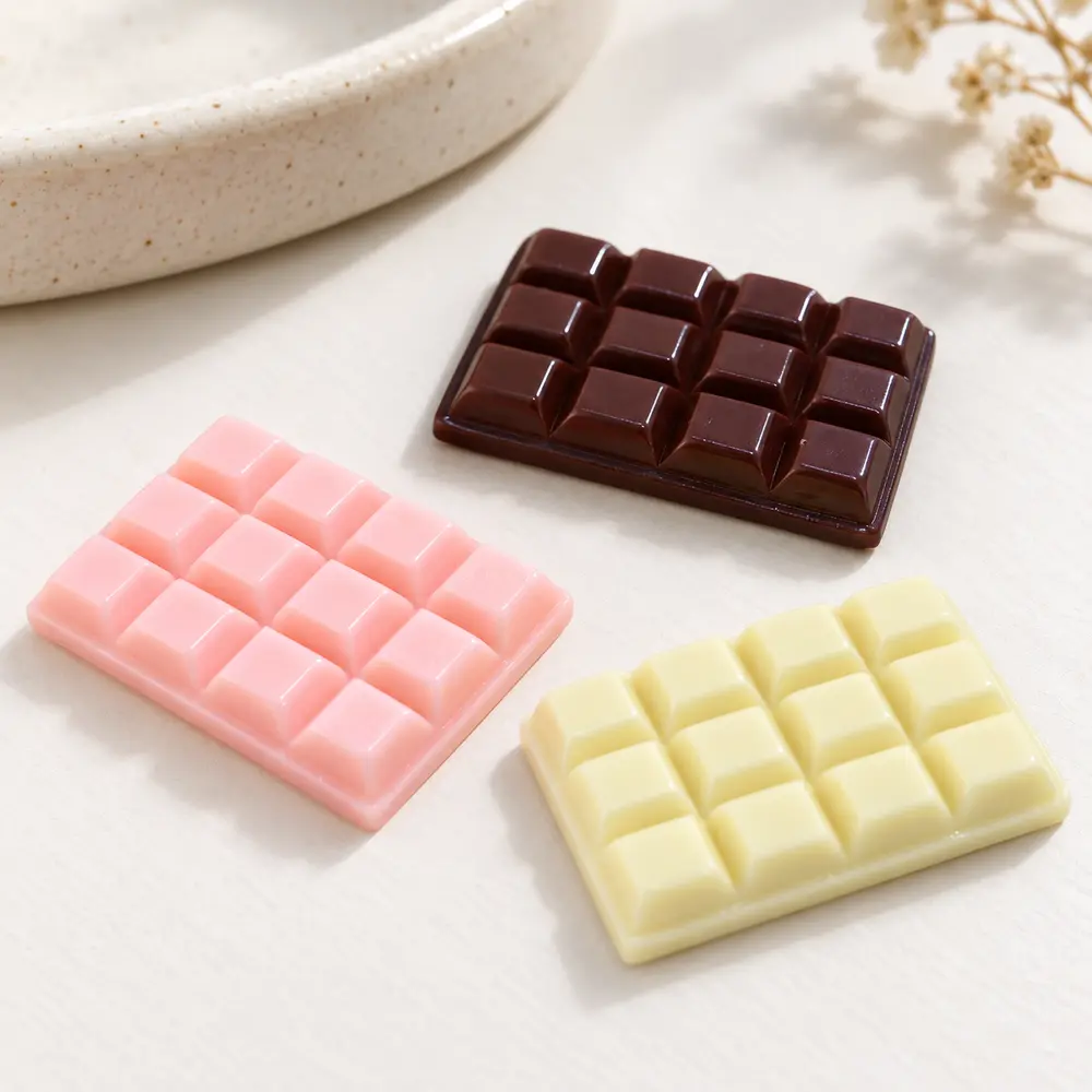 Wholesale Chocolate Bar Resin Cabochons in Pink, Brown and Cream for Hair Accessories and DIY Crafts natural tabletop display, product code RW2445 thumbnail