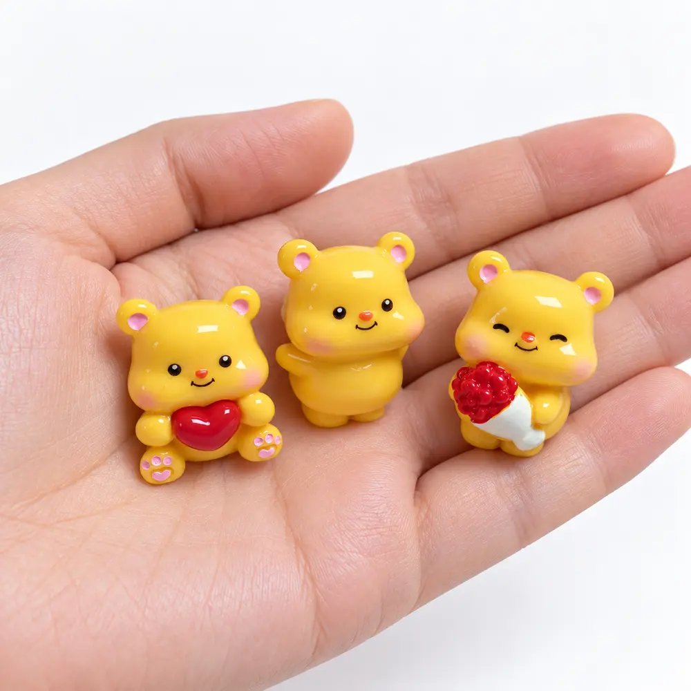 Wholesale Cute Bear Resin Embellishments with Heart and Flower Designs for Hair Clips and DIY Crafts hand-held scale detail, product code RW26692 thumbnail