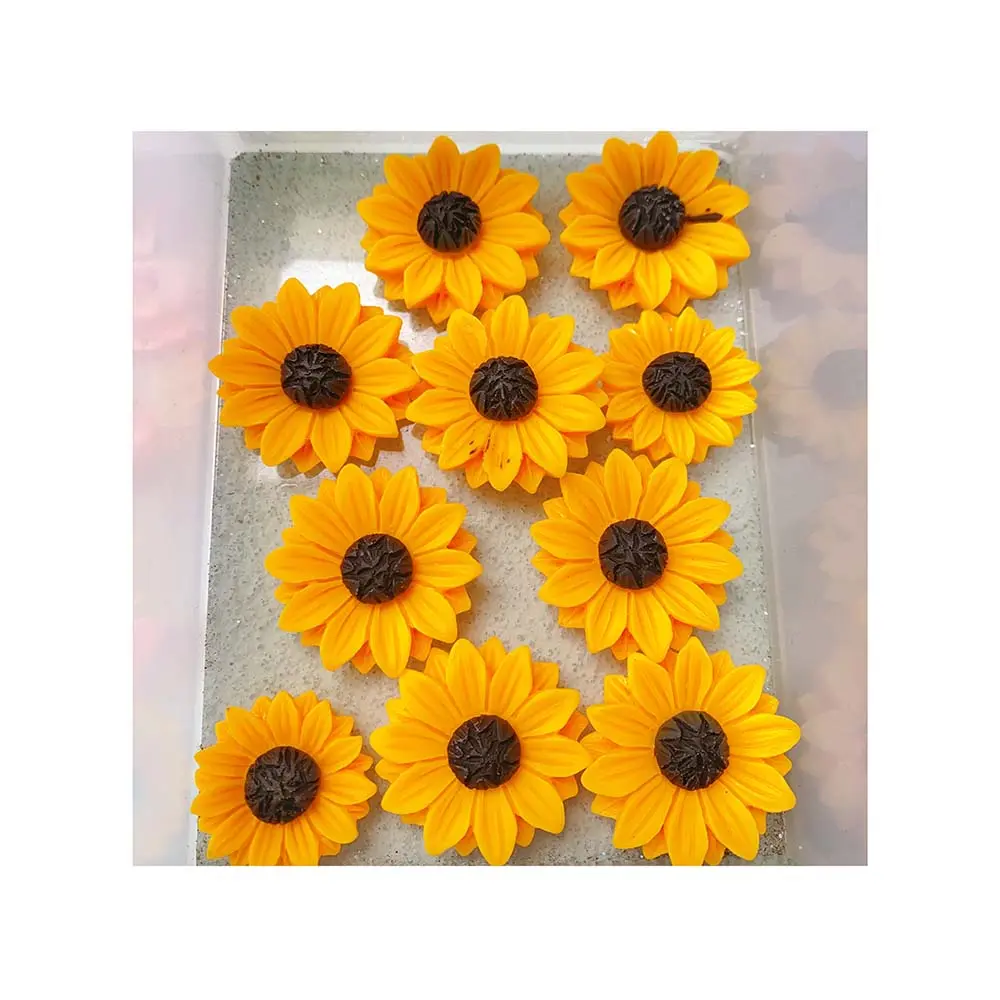 Wholesale 24 mm Sunflower Resin Cabochons for Hair Accessories, Jewelry and DIY Decoration assortment, product code RW927