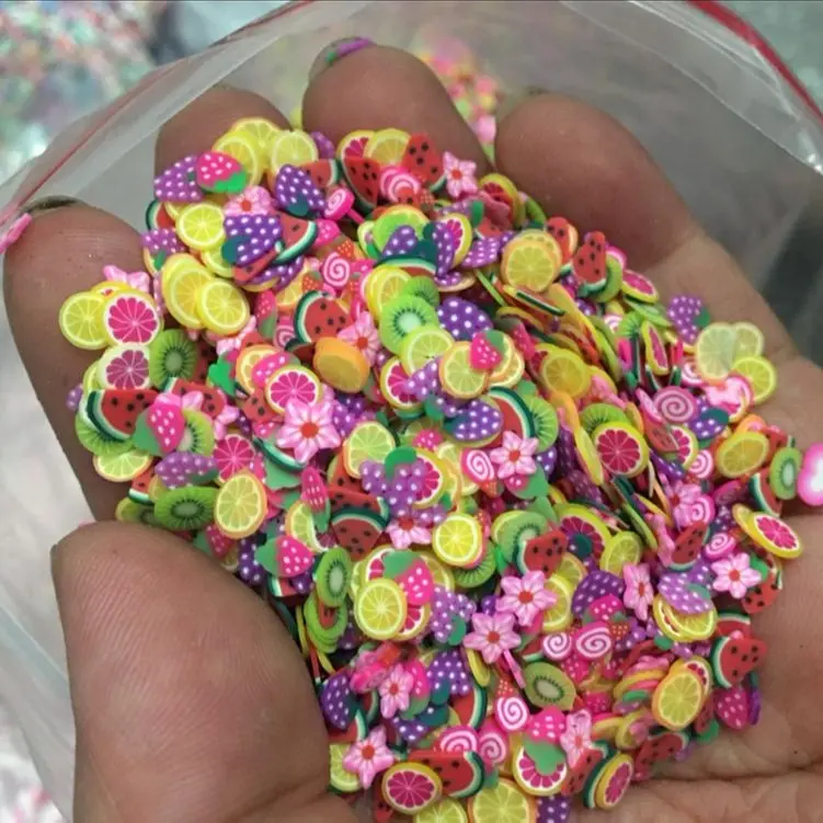 Wholesale Mixed Fruit Polymer Clay Slices with Berry, Citrus and Watermelon Designs for Slime and DIY Crafts assortment, product code YX002
