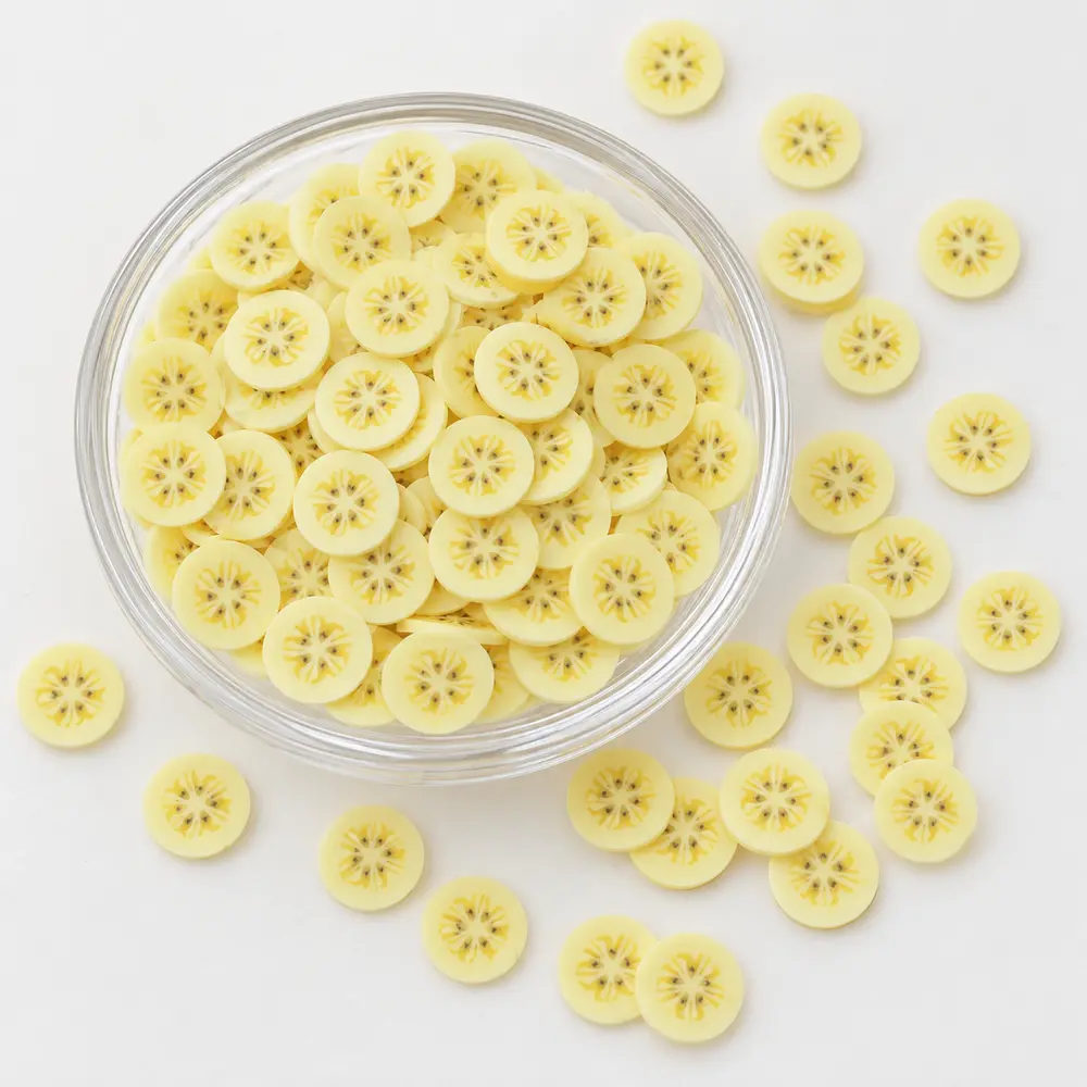 Wholesale 5 mm Banana Polymer Clay Slices for Slime, Nail Art and DIY Craft Decoration natural bowl display, product code YX051 thumbnail