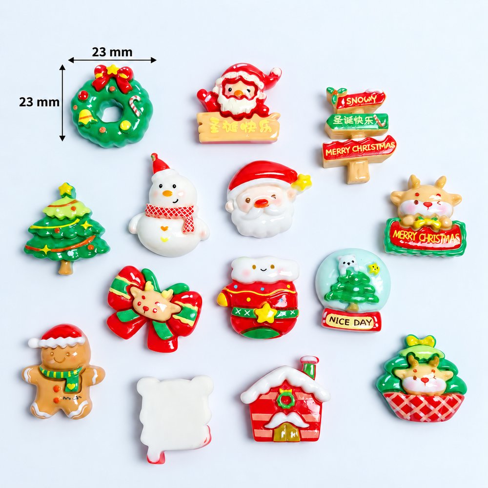 Wholesale Christmas Resin Cabochons for Hair Clips, Keychains, Scrapbooking and Seasonal Decor assortment, product code RW26774