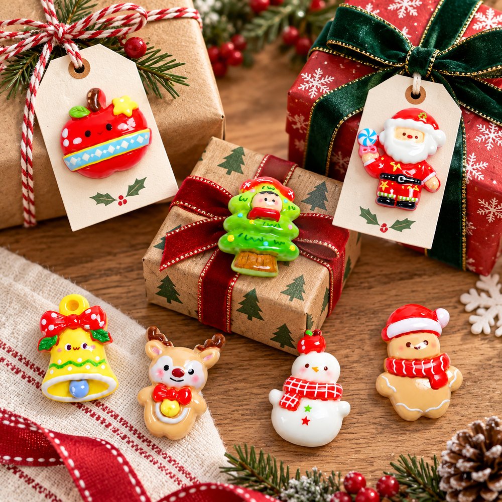 Wholesale Christmas Resin Cabochons for Hair Clips, Keychains, Scrapbooks and Packaging Decor natural application display, product code RW26775 thumbnail