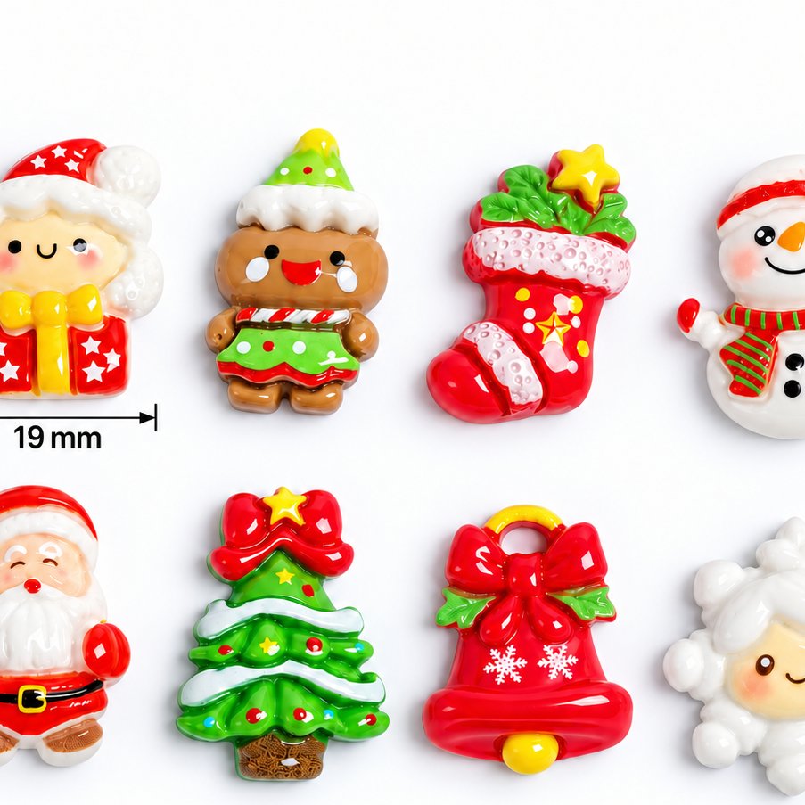 Wholesale Christmas Resin Cabochons for Hair Clips, Keychains, Scrapbooks and Phone Decor close-up product detail, product code RW26776 thumbnail