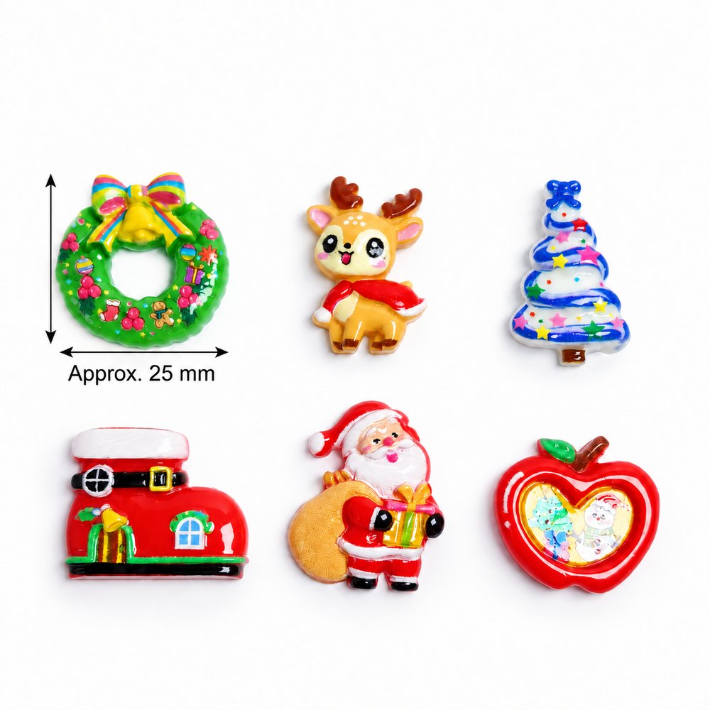 Wholesale Christmas Resin Cabochons for Hair Clips, Keychains, Scrapbooks and Phone Cases assortment, product code RW26777