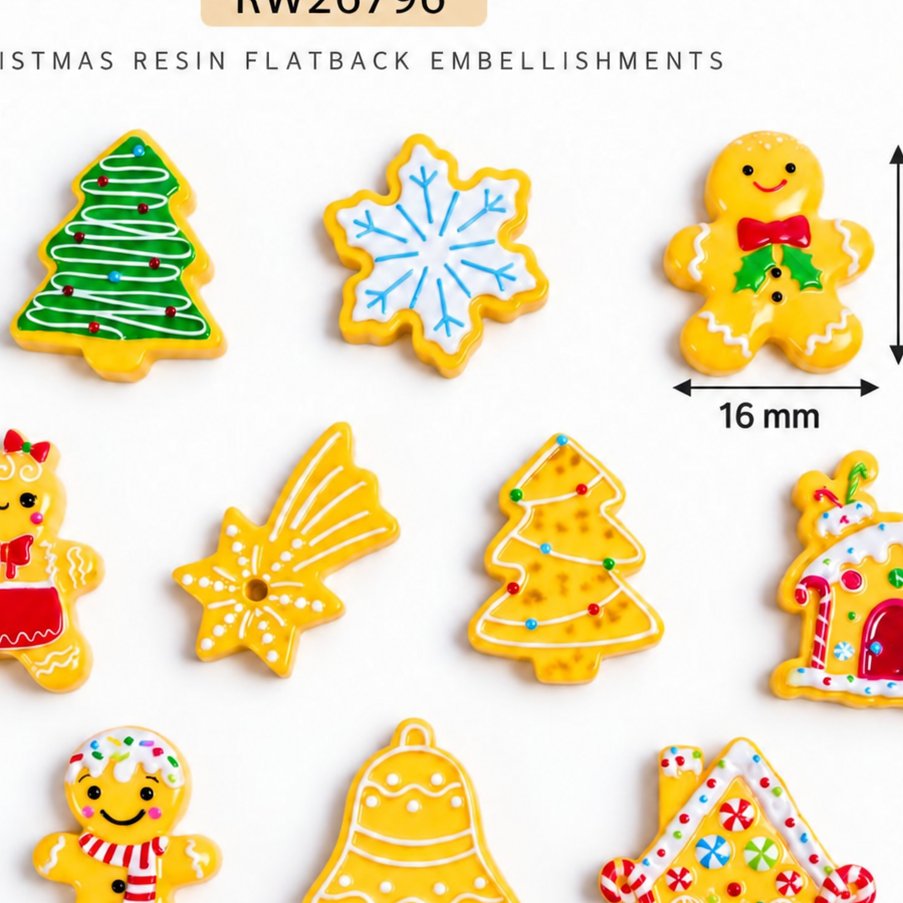 Wholesale Mixed Christmas Resin Charms for Slime, Crafts and Seasonal Accessories close-up product detail, product code RW26796 thumbnail
