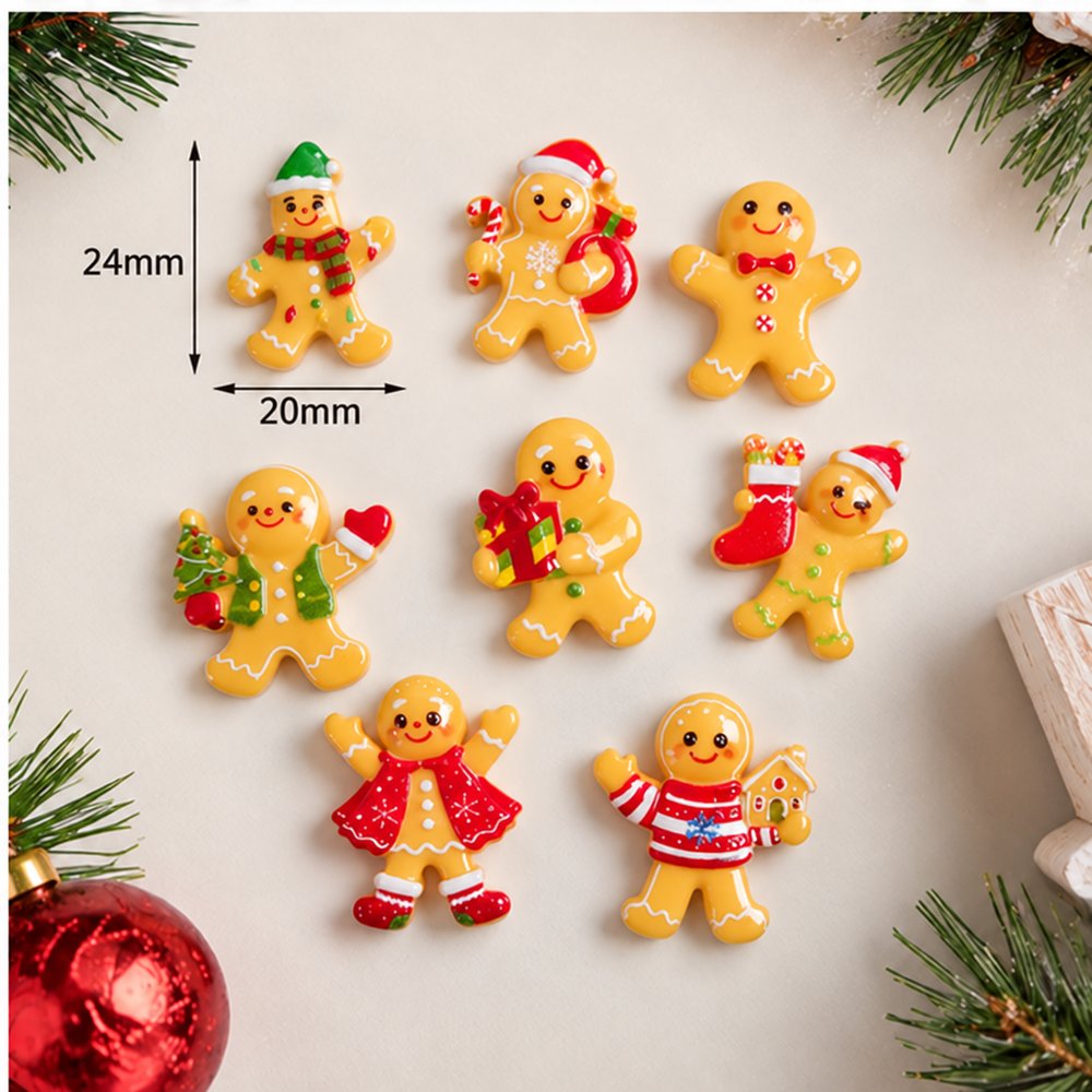 Wholesale Mini Christmas Gingerbread Resin Figures for Slime, Crafts and Holiday Decorations assortment, product code RW26800