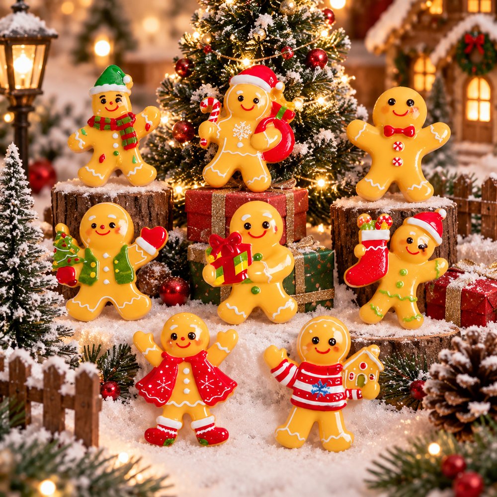 Wholesale Mini Christmas Gingerbread Resin Figures for Slime, Crafts and Holiday Decorations natural application display, product code RW26800 thumbnail